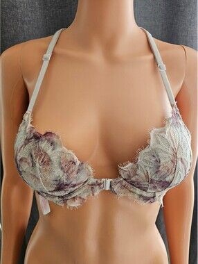 Victoria's Secret Floral Lace Racerback Bra Size 34A